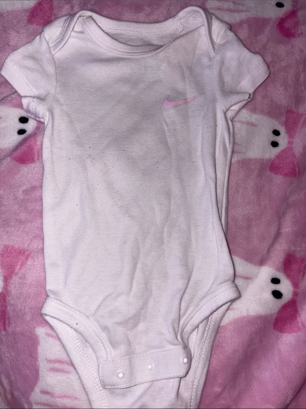 Nike White & Pink Infant One-Piece Bodysuit